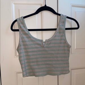 Striped Green Crop Tank Top